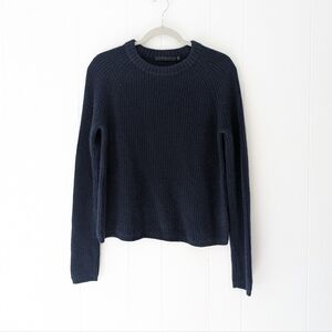 Jenni Kayne Cashmere Fisherman Long Sleeve Sweater Navy Blue Size M